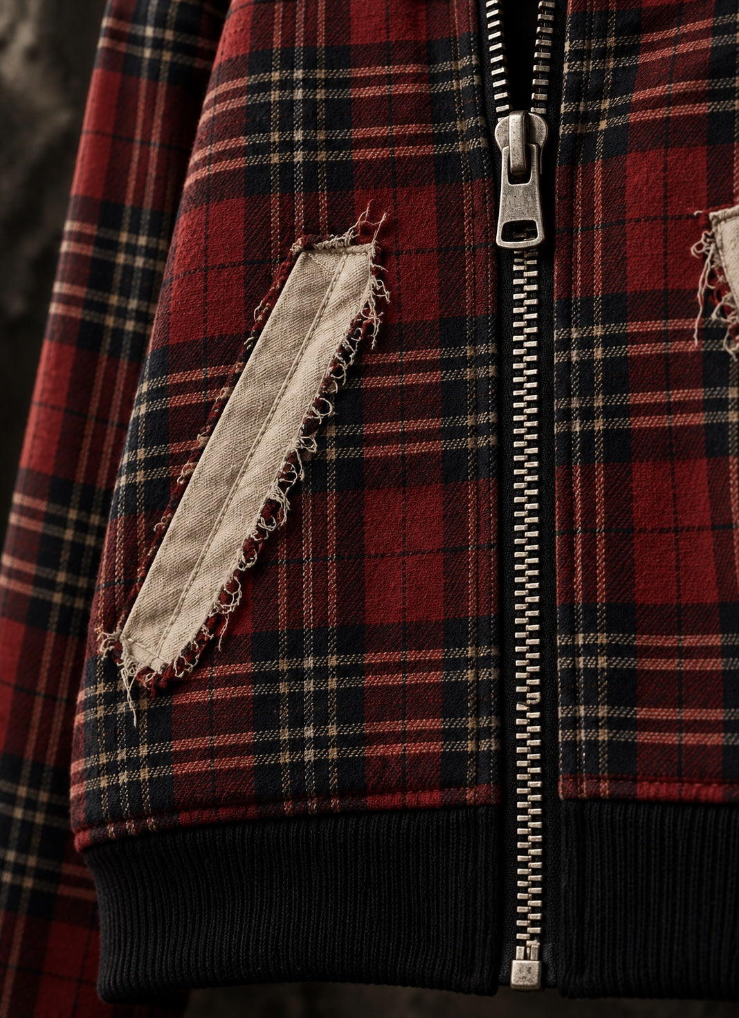 KAØS & Co. Red Plaid Zip Hoodie.