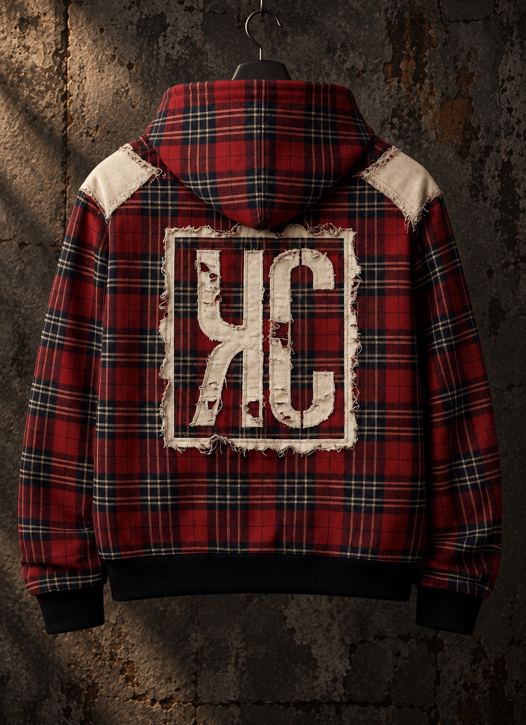 KAØS & Co. Red Plaid Zip Hoodie.