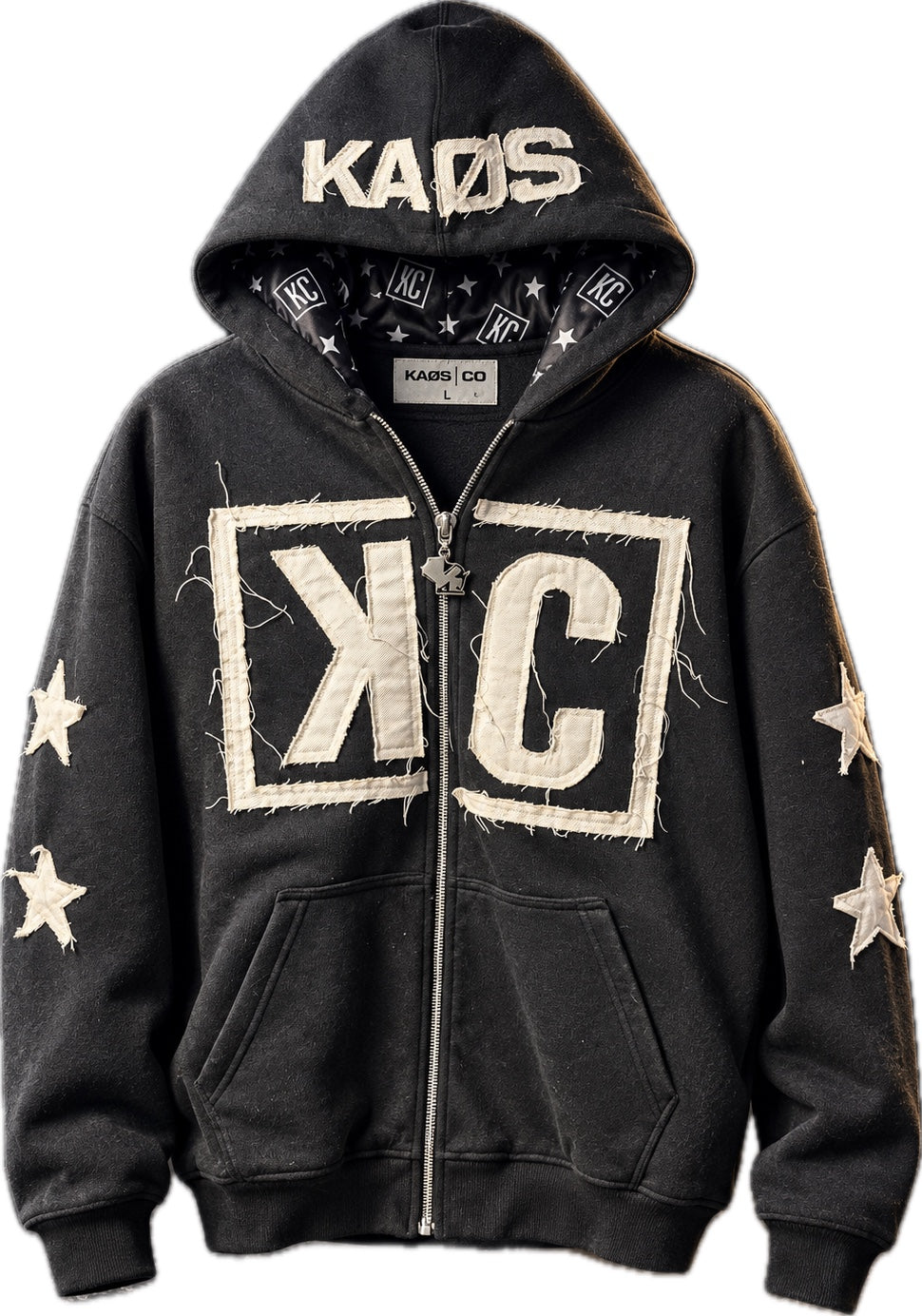 KAØS & Co. "KC" Appliqué Zip Hoodie