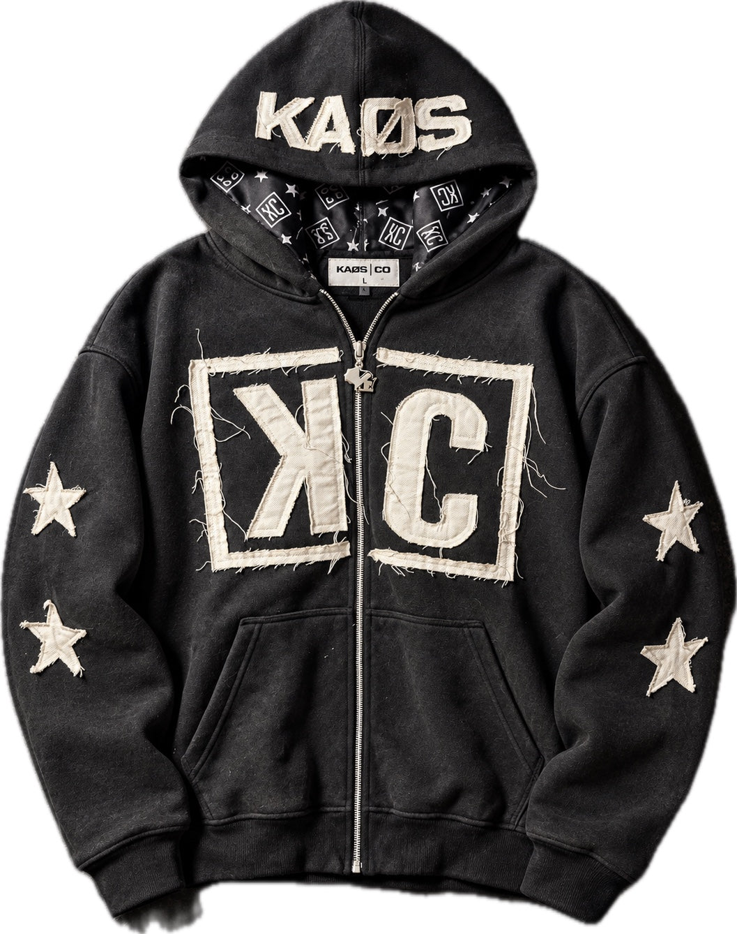 KAØS & Co. "KC" Appliqué Zip Hoodie