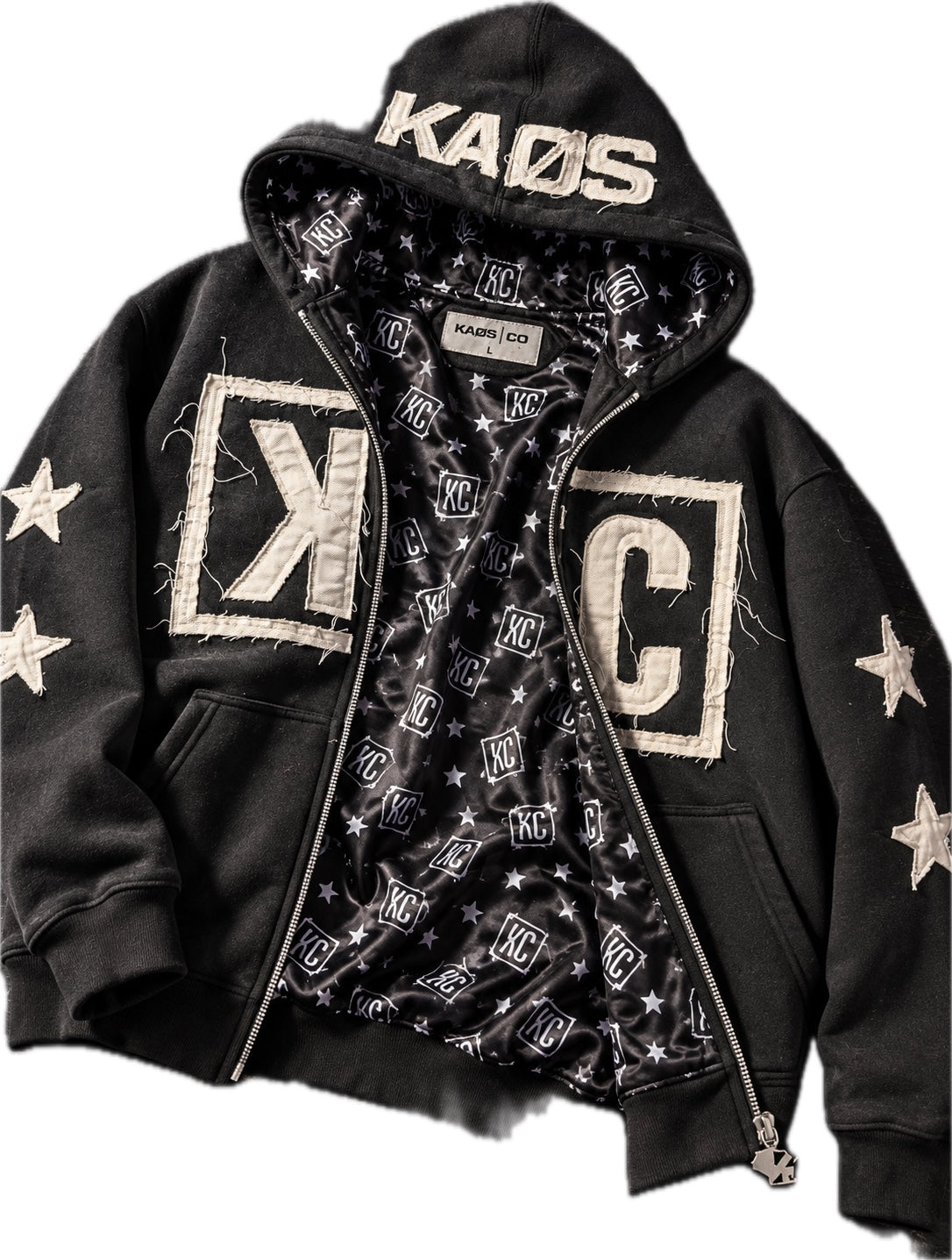 KAØS & Co. "KC" Appliqué Zip Hoodie