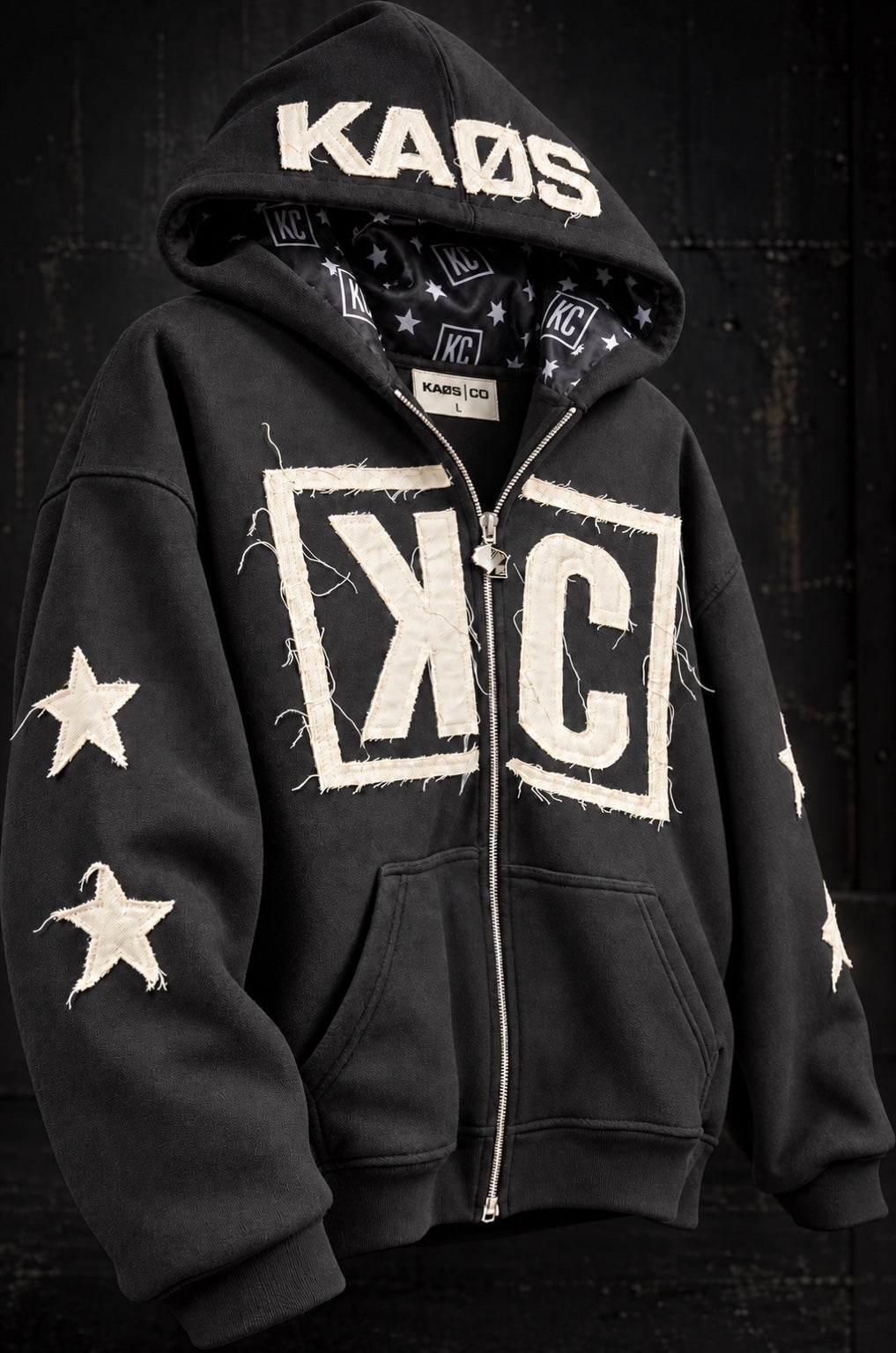 KAØS & Co. "KC" Appliqué Zip Hoodie