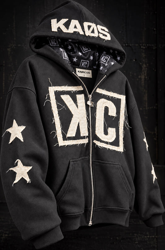 KAØS & Co. "KC" Appliqué Zip Hoodie