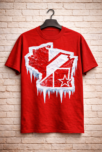 Wisconsin Frozen Heavyweight Streetwear Tee – Red & White