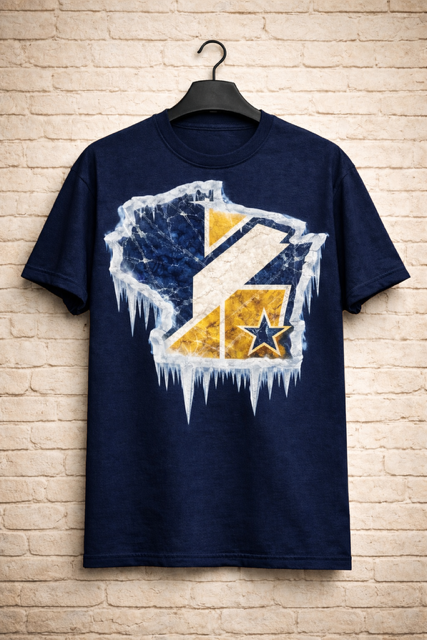 Wisconsin Frozen Heavyweight Streetwear Tee – Navy & Gold