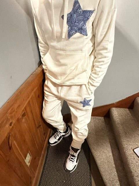 WHITE NOISE — Premium Paisley Star Set (Hoodie + Joggers)